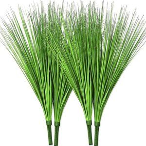 17" Artificial Onion Grass Bushes Plants Faux Shrubs Fake Wheat Grass  (4 Pcs)